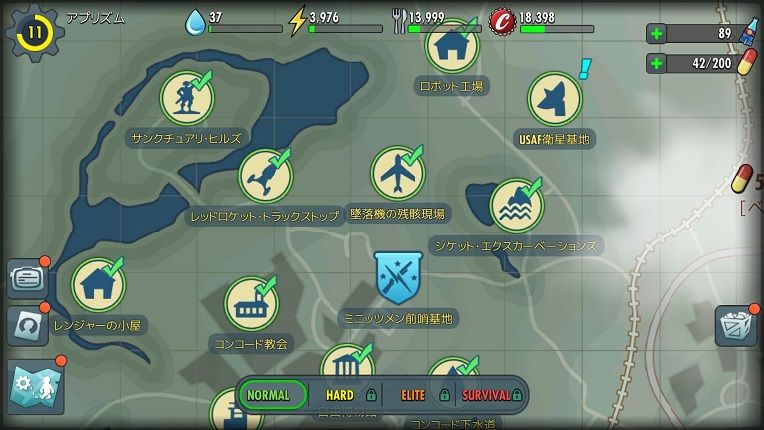 フォールアウトシェルターオンラインの地図