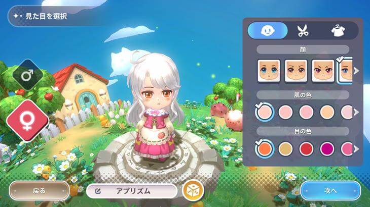 晴空物語のキャラメイク画面