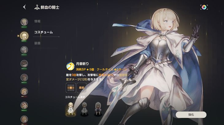 ブラウンダスト2のキャラクター詳細画面